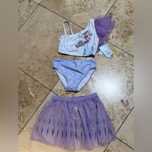 Disney Purple and White Bikini Set with Skirt